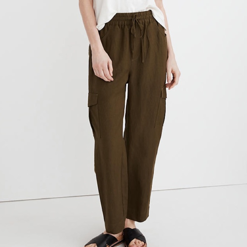NWT Madewell Tapered Huston Cargo Pull-On Crop Pants S